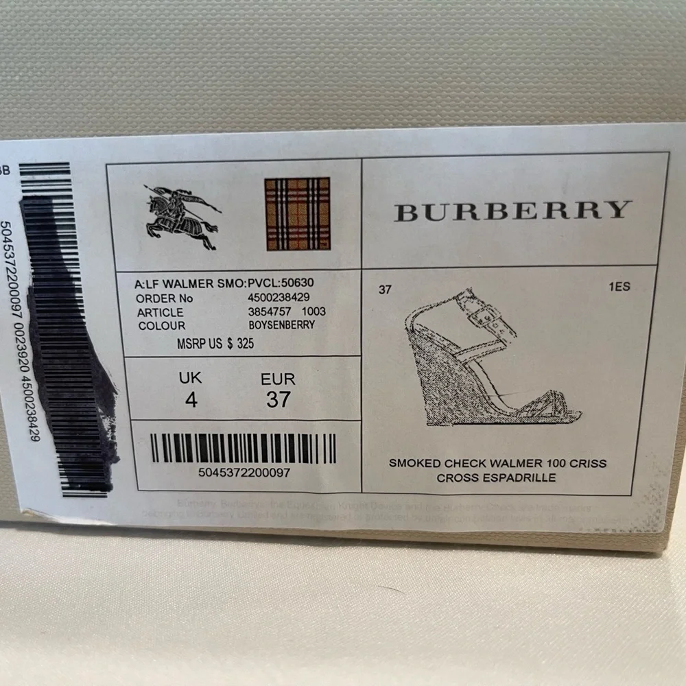 Burberry | Nova Check Espadrilles | 37 | Burgundy